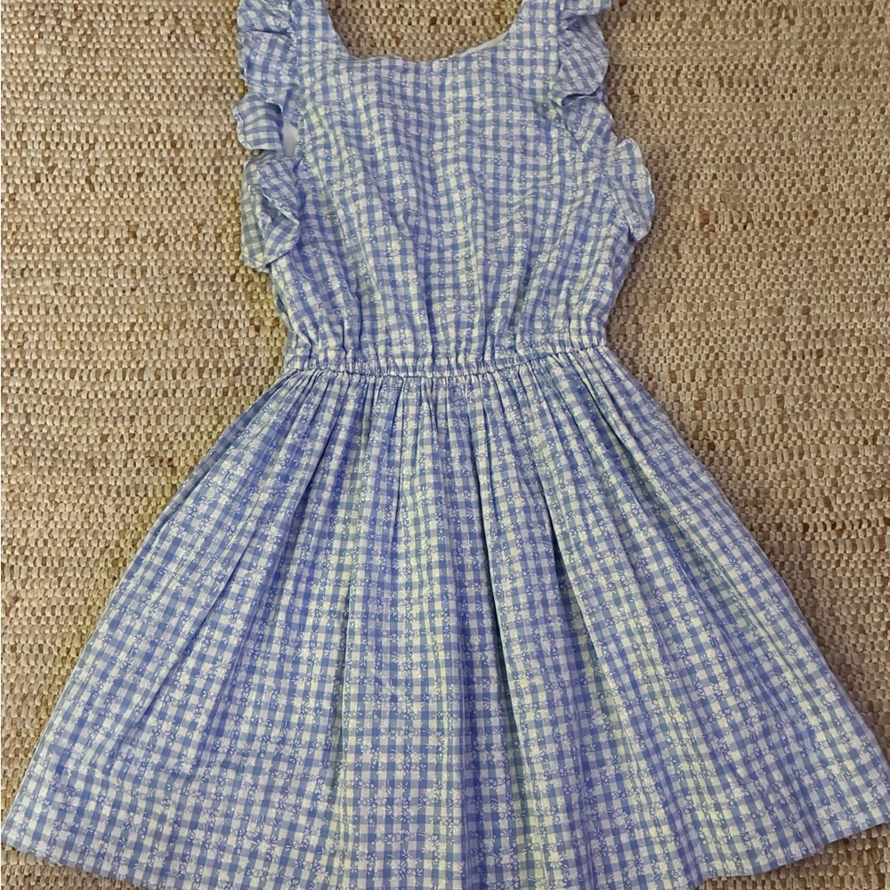 Polo by Ralph Lauren Girls Blue Gingham Ruffle Strap Dress NWOT